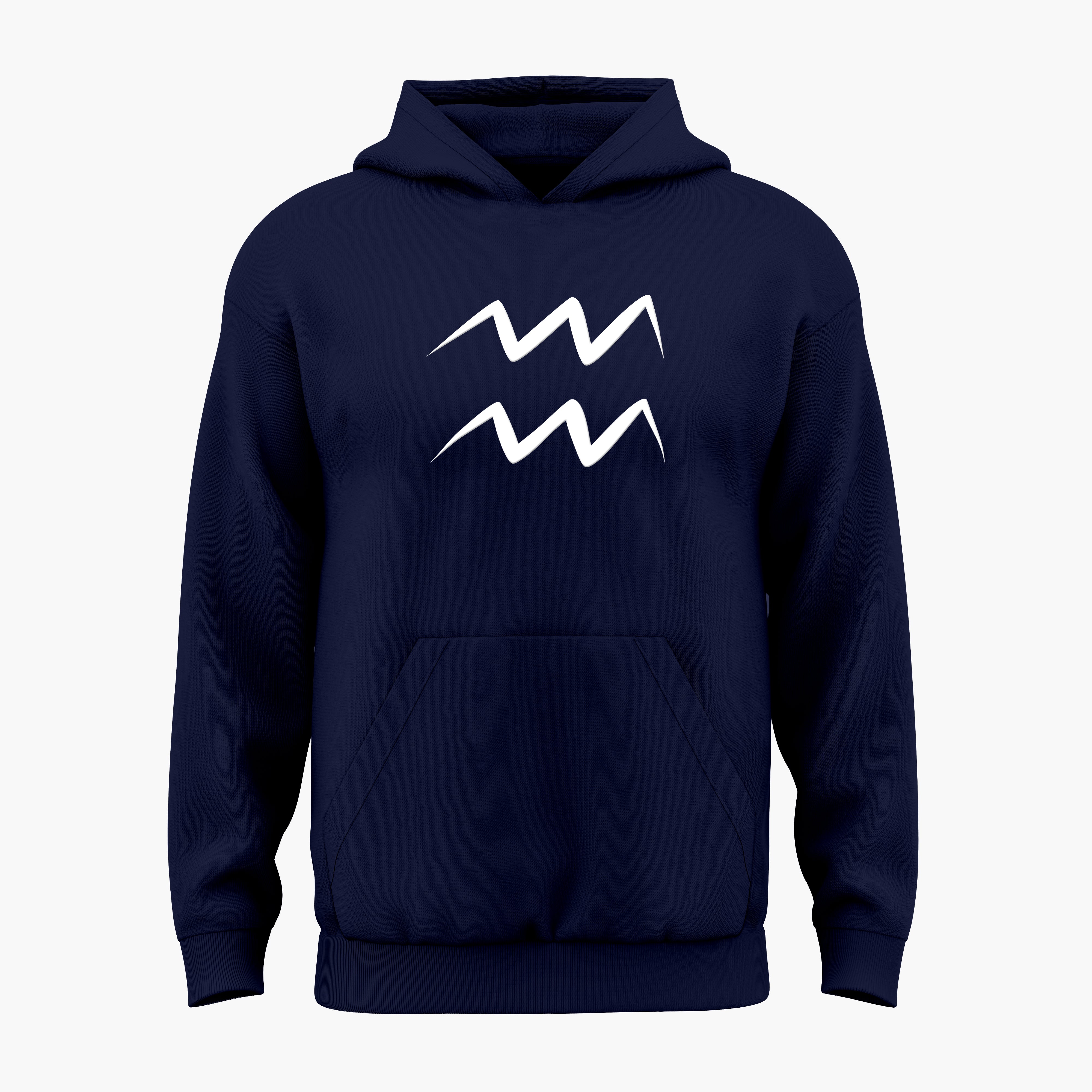 cosmic zodiac warrior aquarius h backprint graphic t-shirt, navy blue, front view