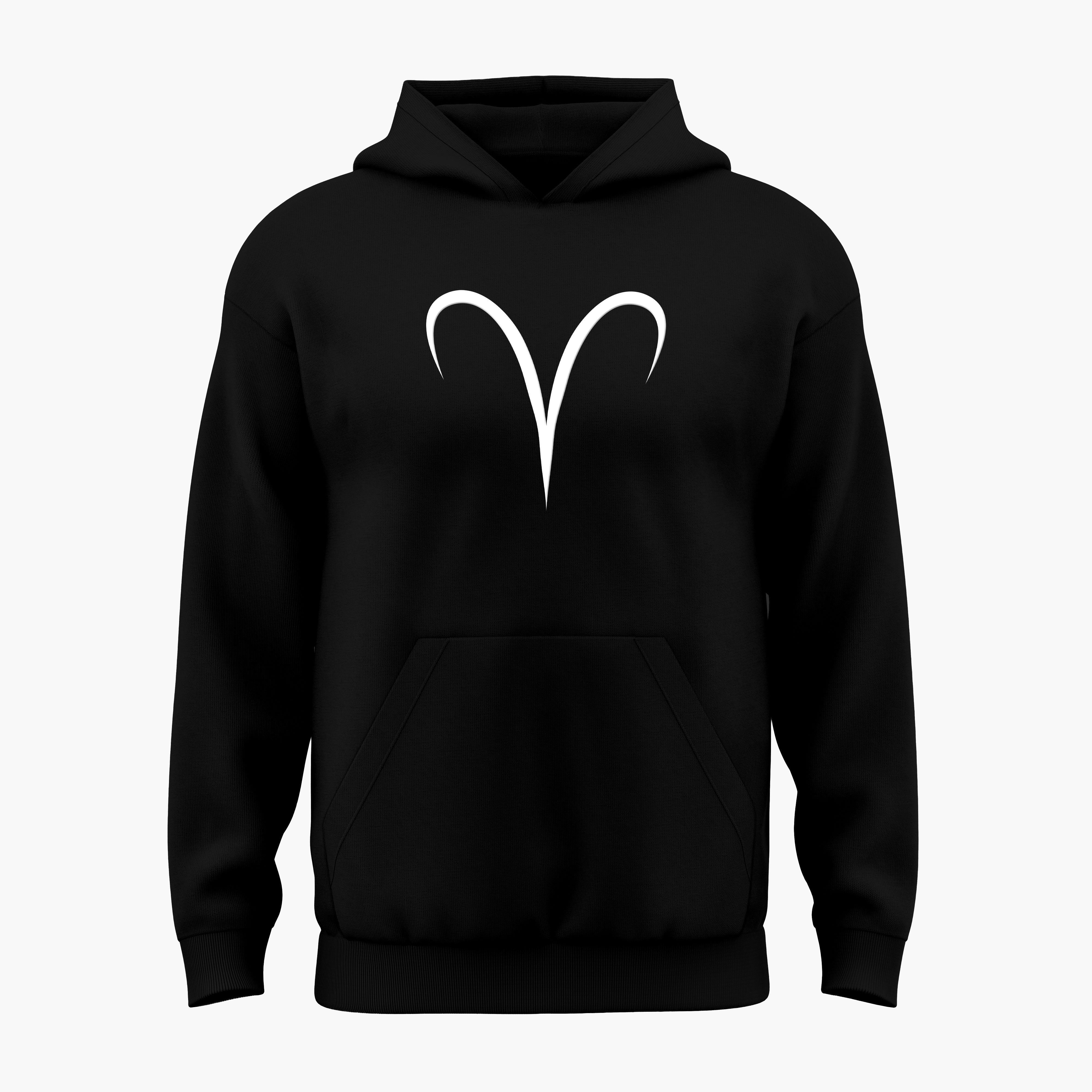 cosmic zodiac warrior aries h backprint graphic t-shirt, black, front view