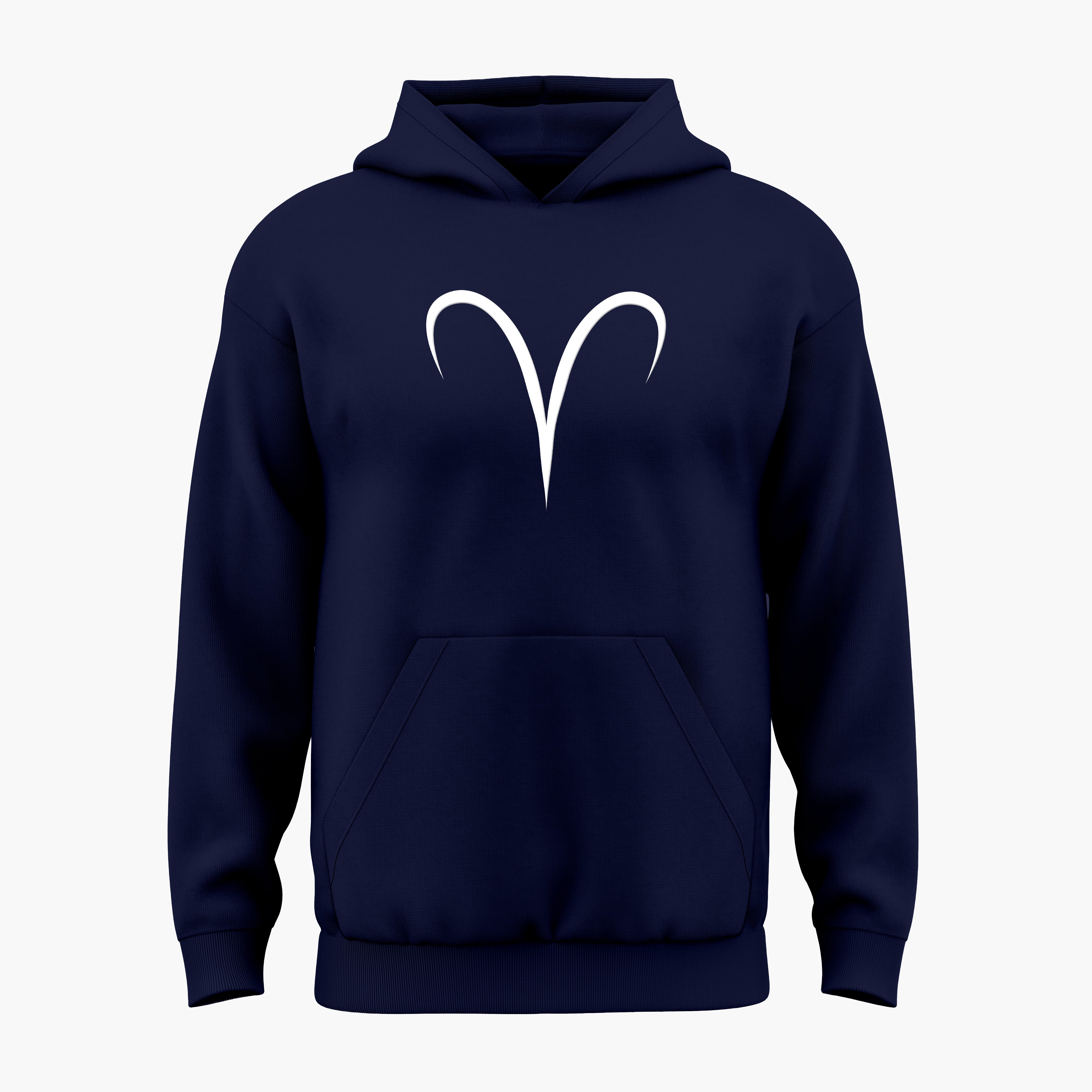 cosmic zodiac warrior aries h backprint graphic t-shirt, navy blue, front view