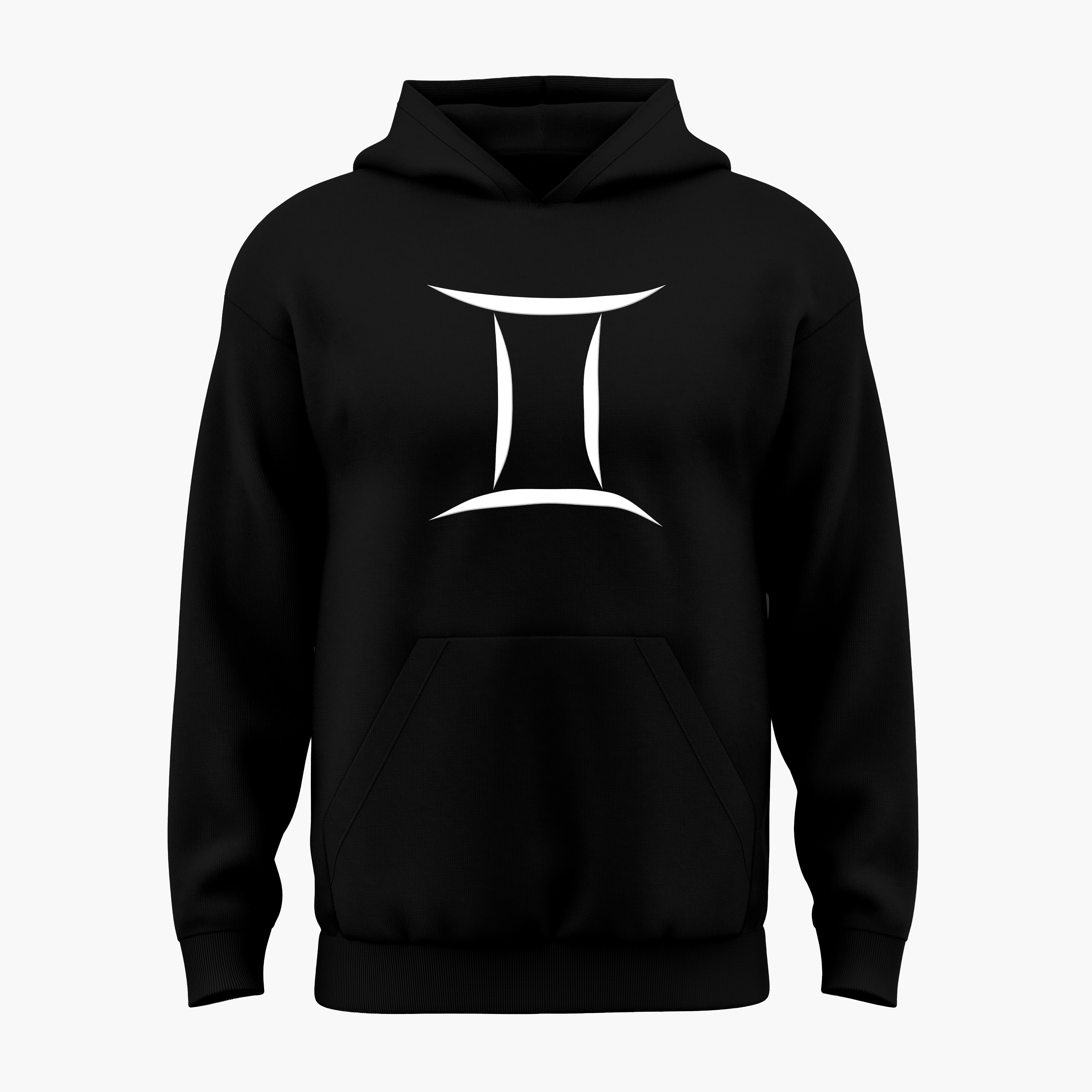 cosmic zodiac warrior gemini h backprint graphic t-shirt, black, front view