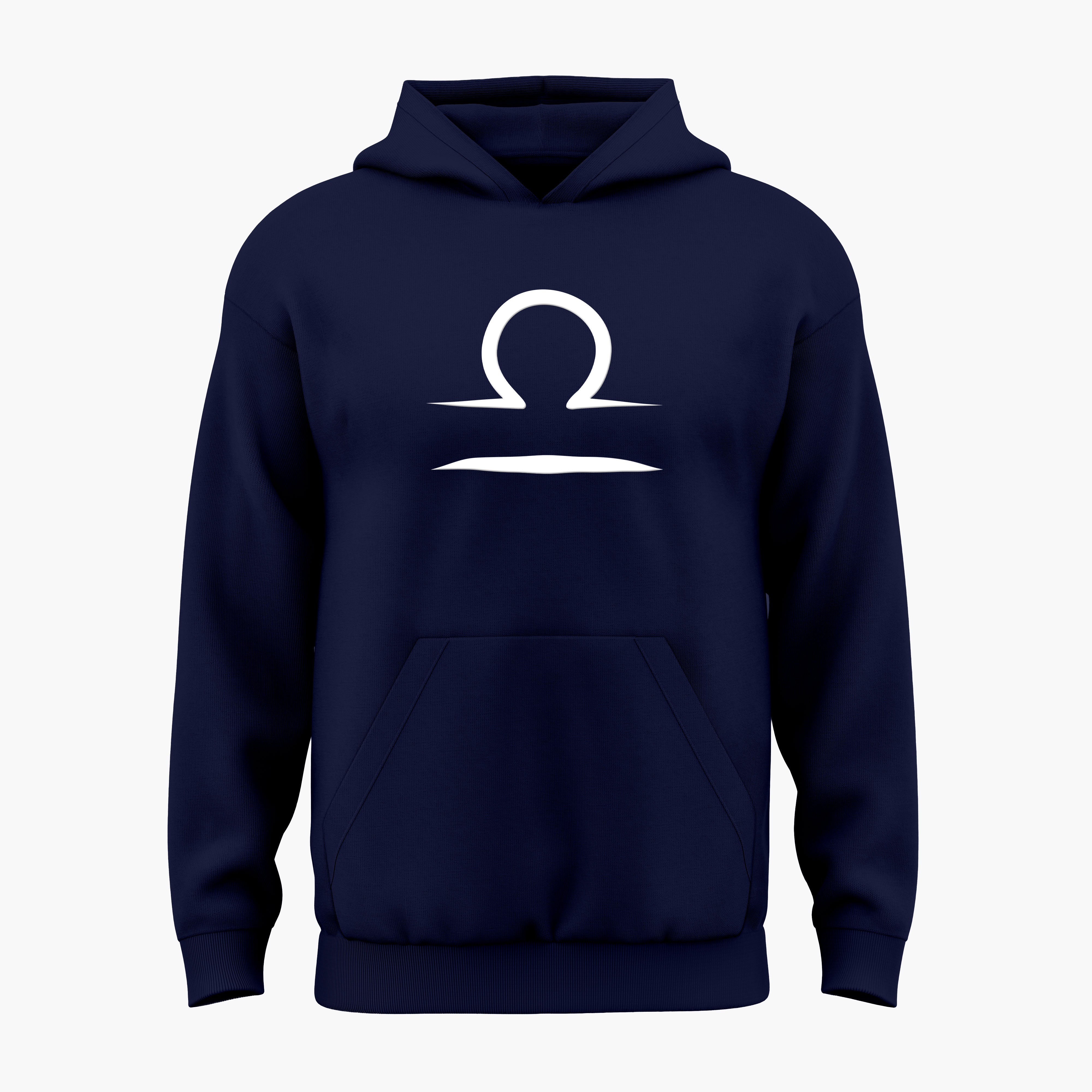 cosmic zodiac warrior libra h backprint graphic t-shirt, navy blue, front view