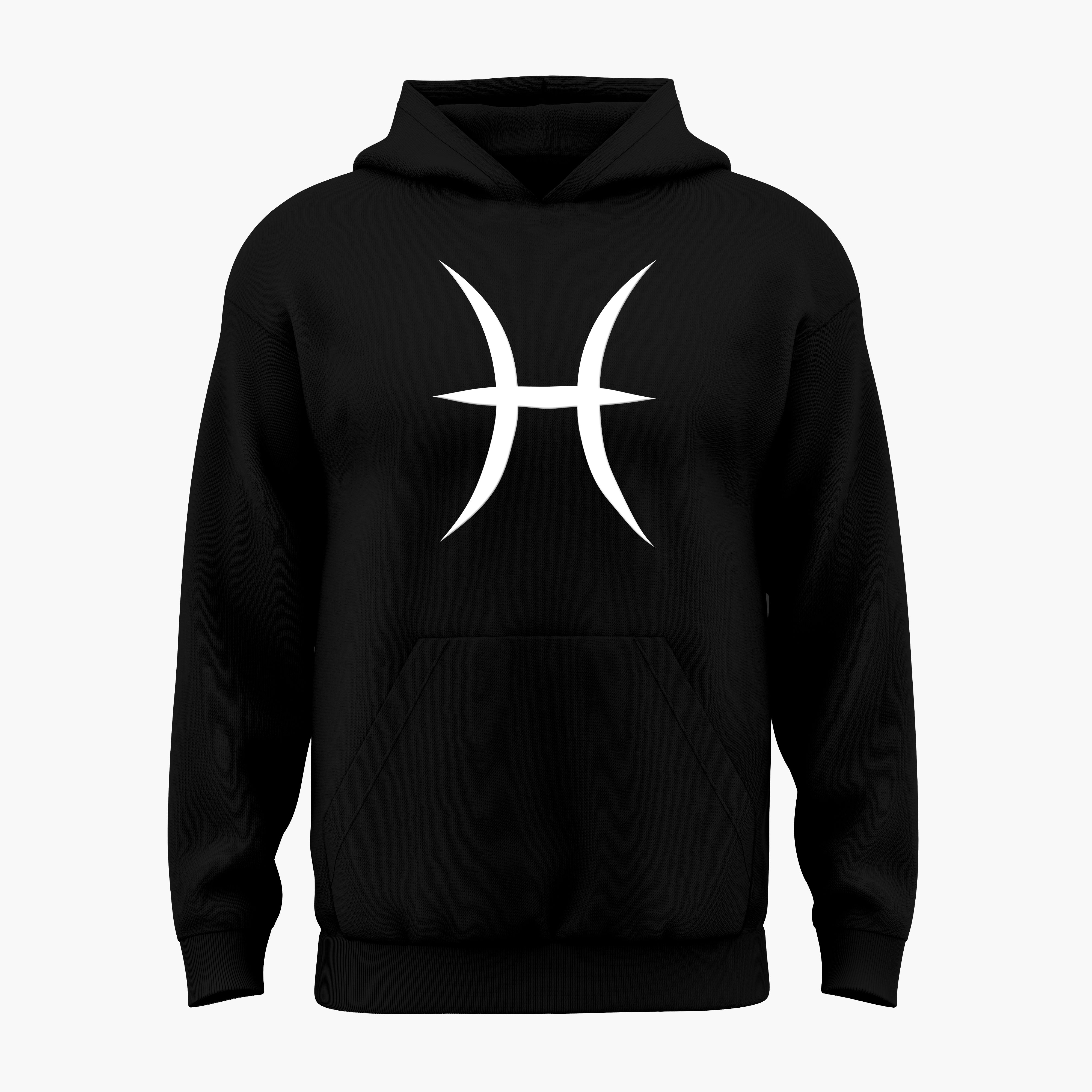 cosmic zodiac warrior pisces h backprint graphic t-shirt, black, front view