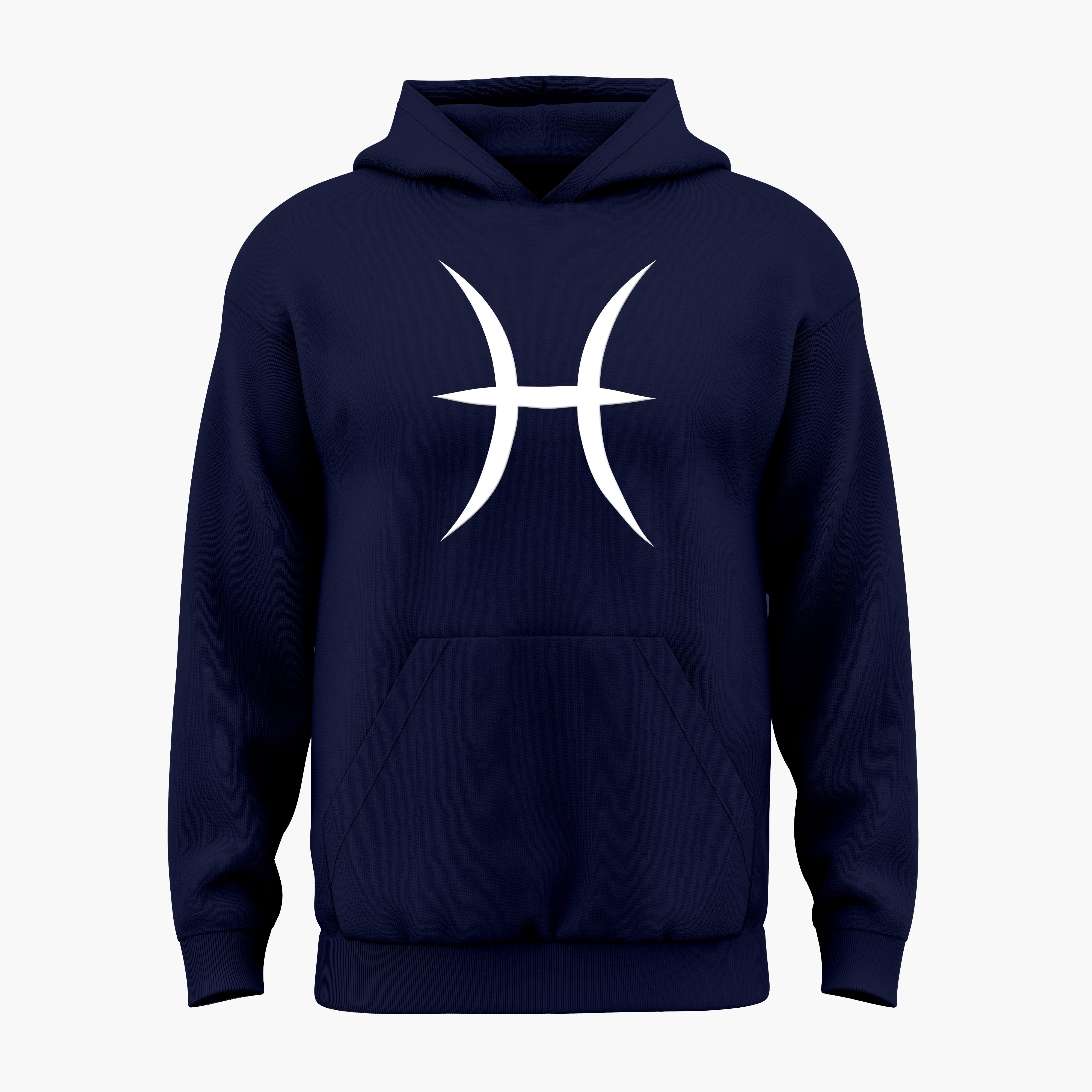 cosmic zodiac warrior pisces h backprint graphic t-shirt, navy blue, front view