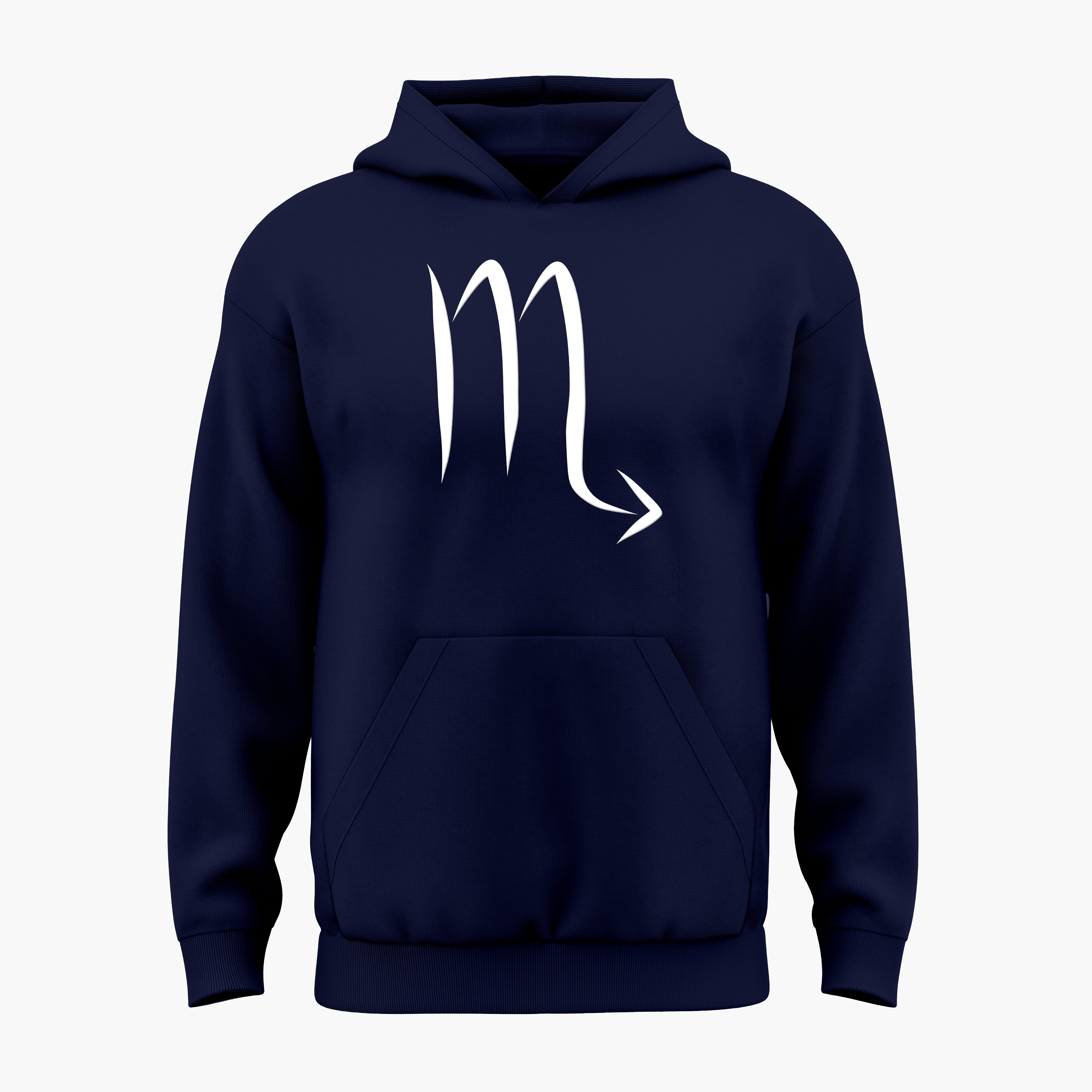 cosmic zodiac warrior scorpio h backprint graphic t-shirt, navy blue, front view