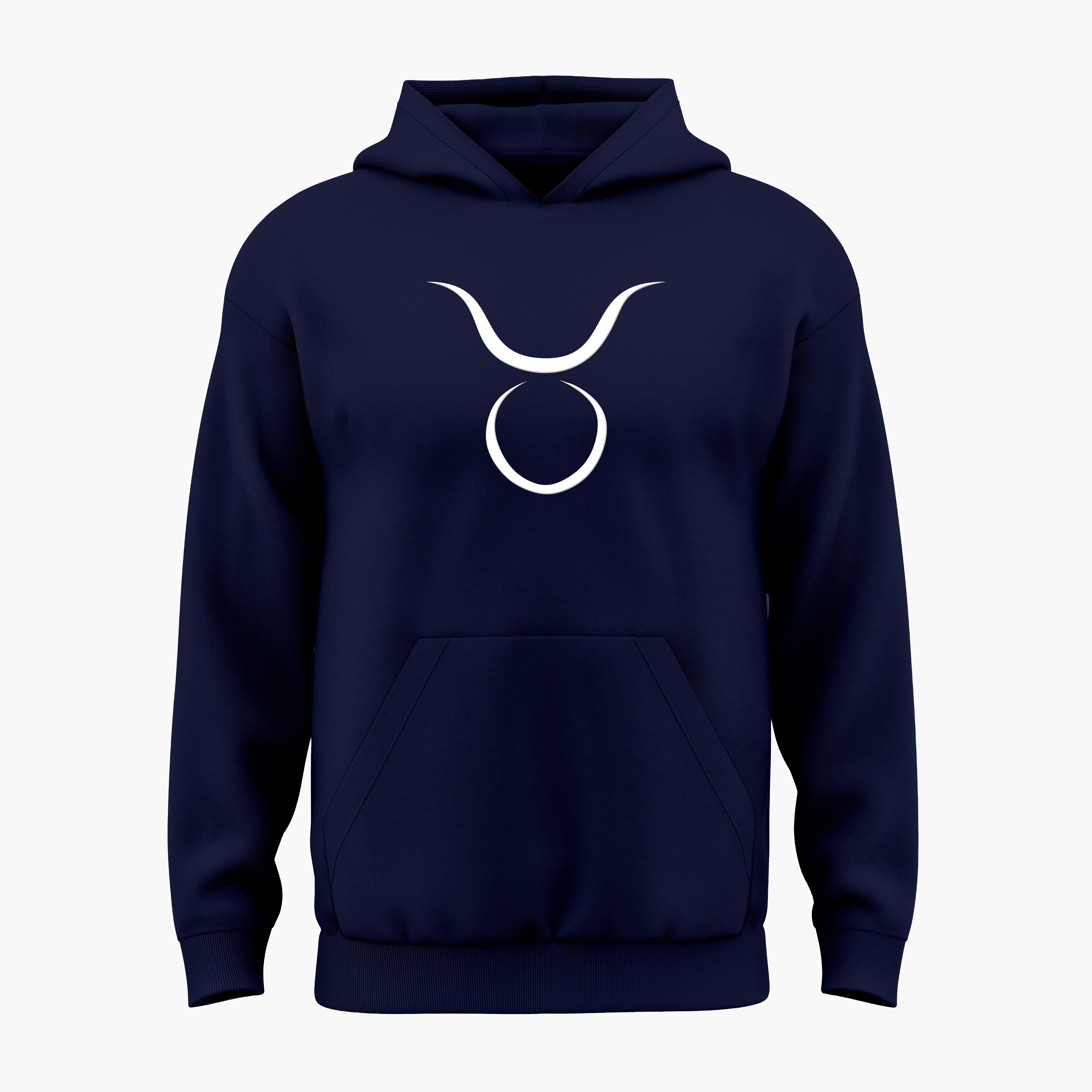 cosmic zodiac warrior taurus h backprint graphic t-shirt, navy blue, front view