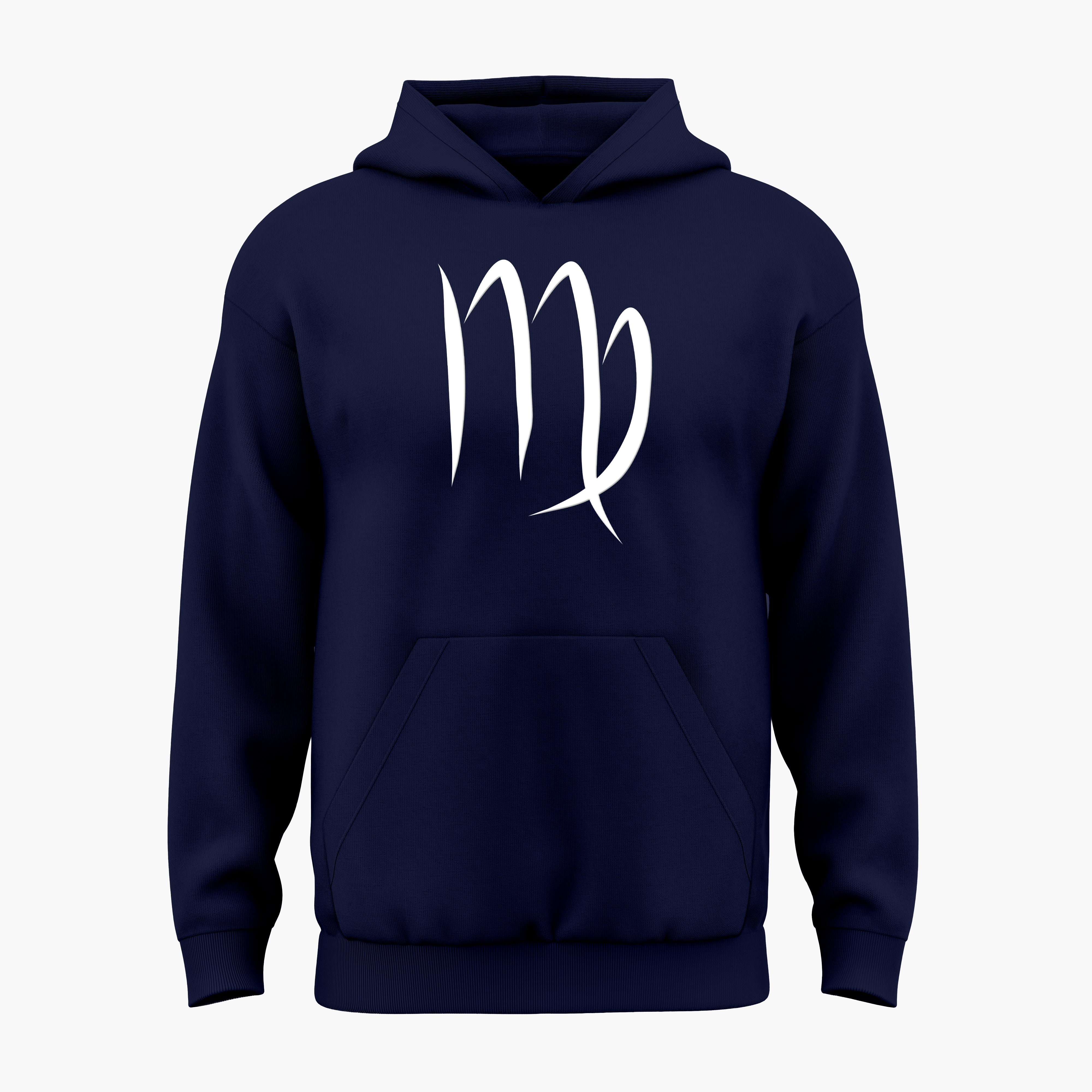 cosmic zodiac warrior virgo h backprint graphic t-shirt, navy blue, front view