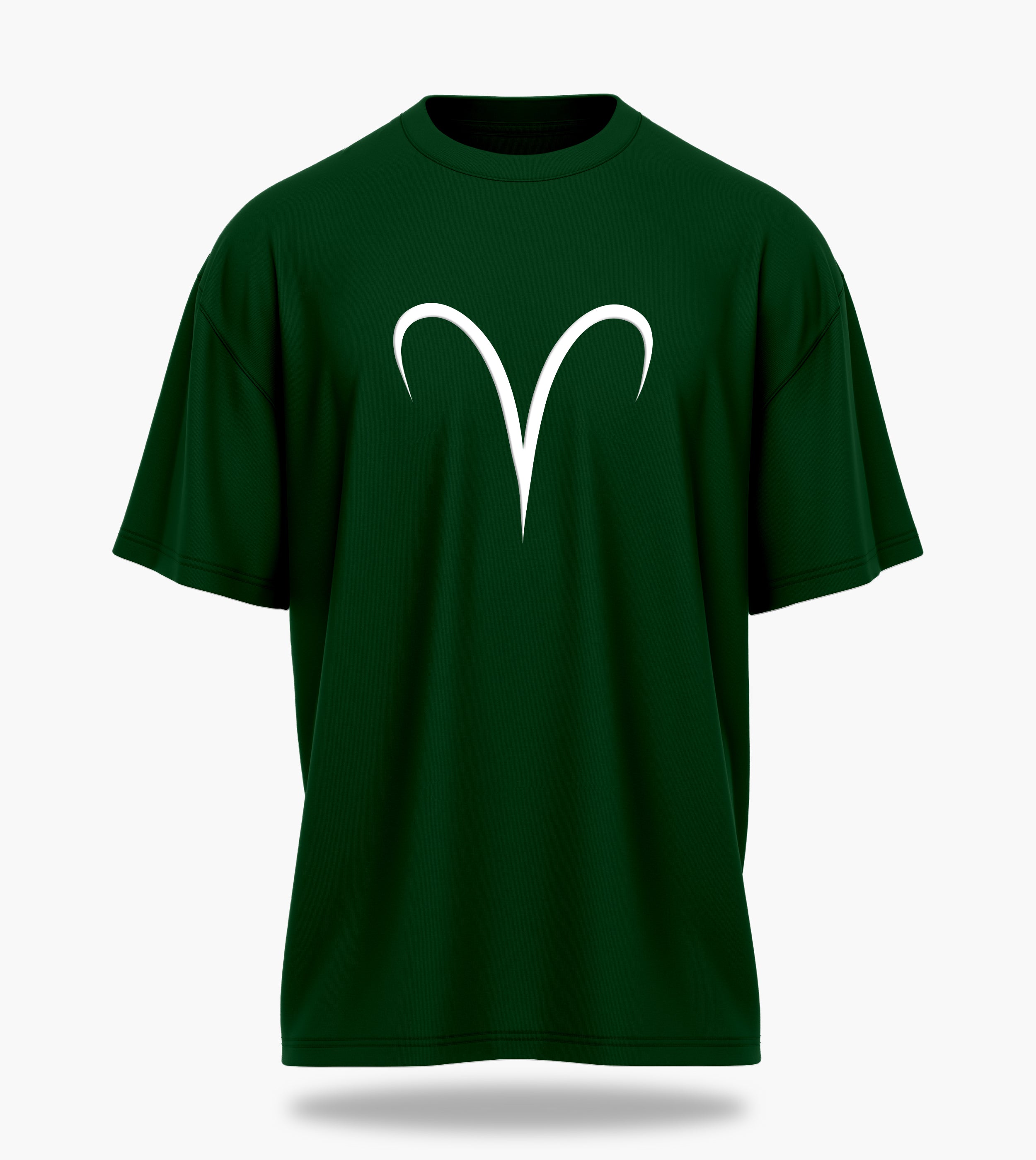 cosmic zodiac warrior aries ov backprint graphic t-shirt, dark green, front view