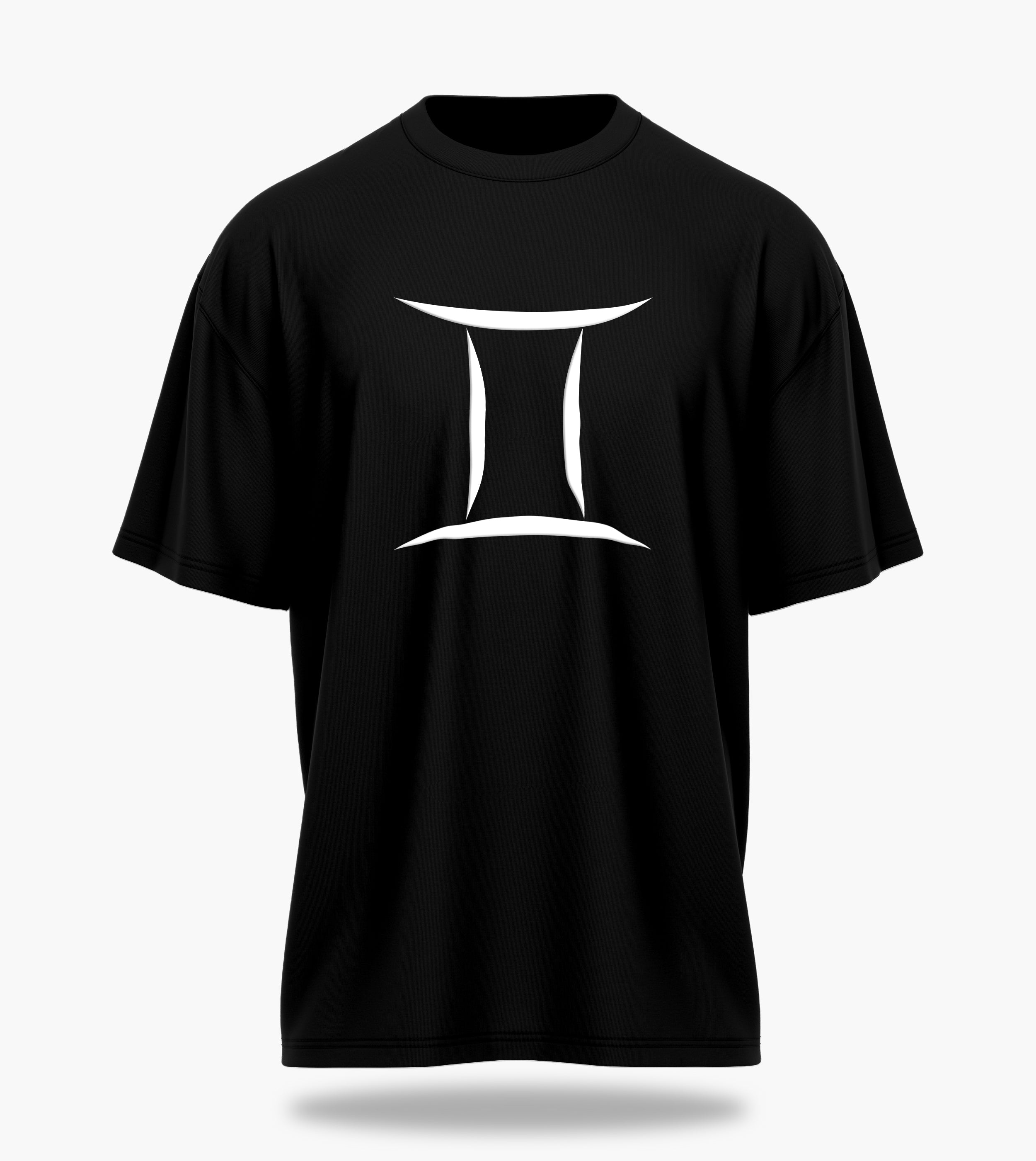 cosmic zodiac warrior gemini ov backprint graphic t-shirt, black, front view