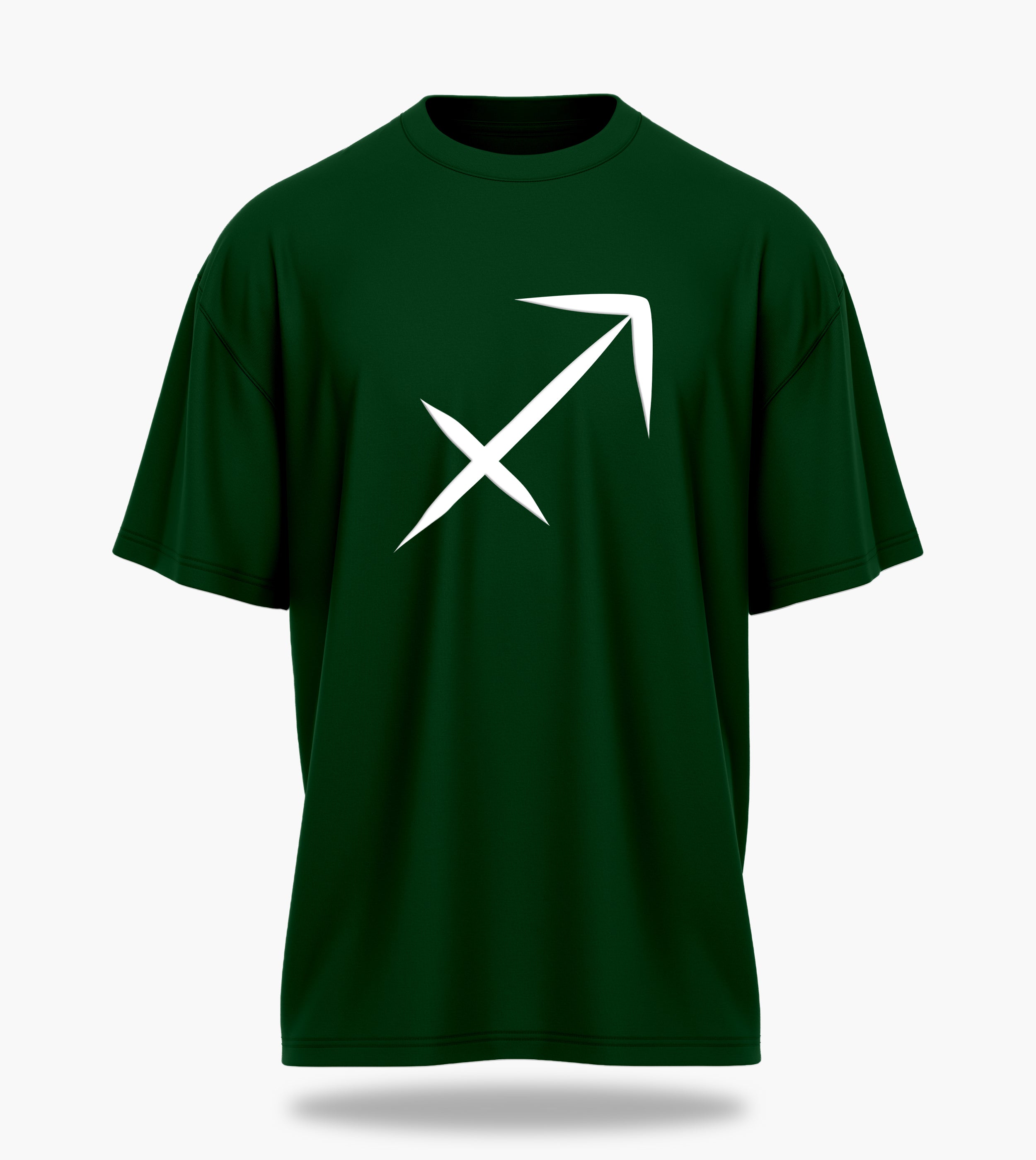cosmic zodiac warrior sagittarius ov backprint graphic t-shirt, dark green, front view