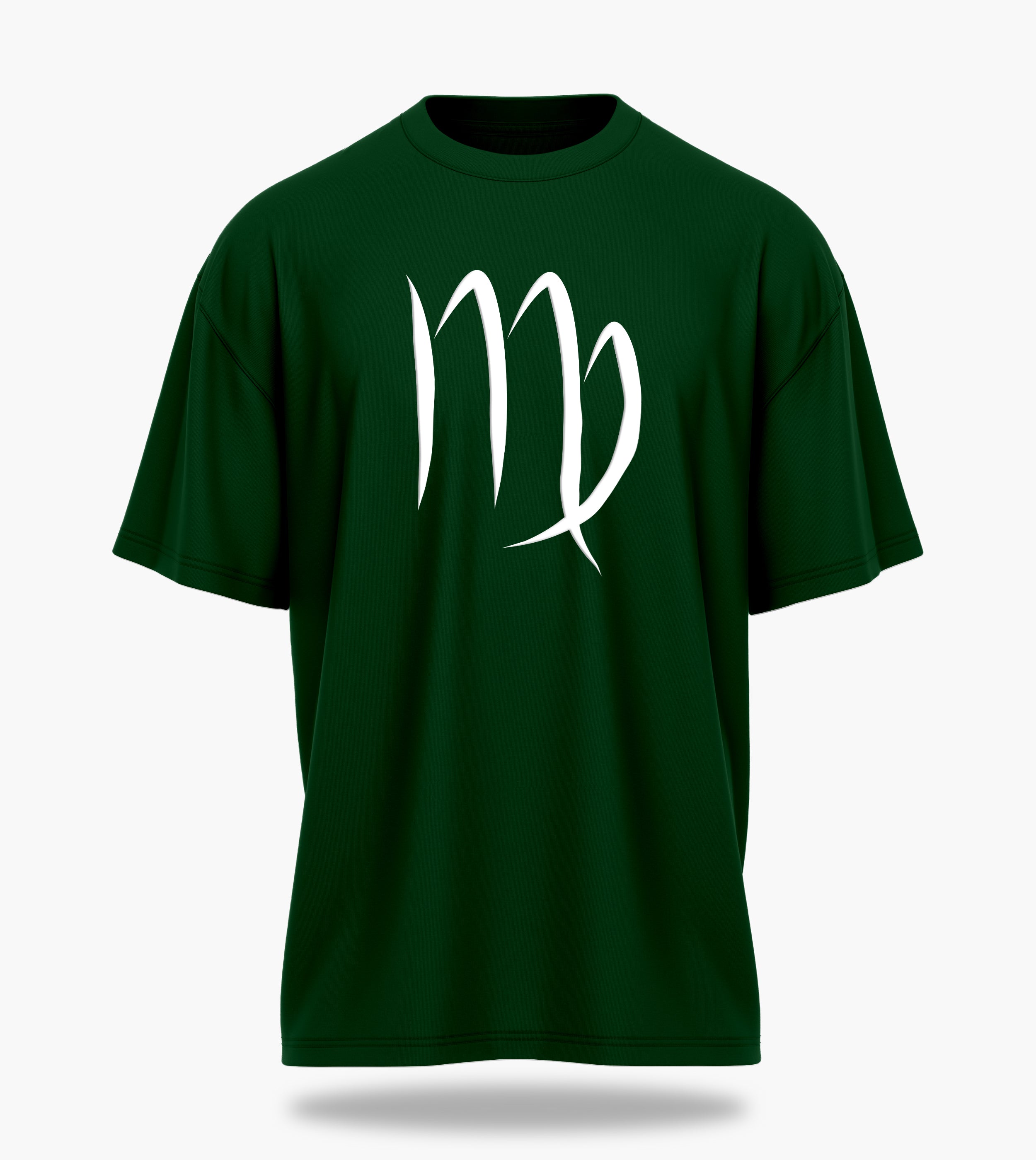 cosmic zodiac warrior virgo ov backprint graphic t-shirt, dark green, front view