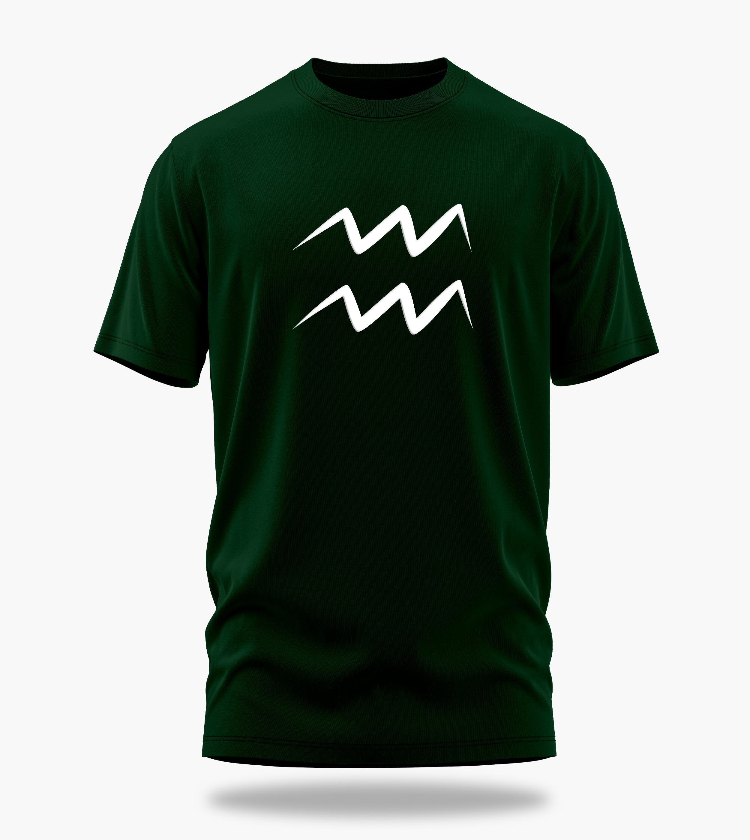 cosmic zodiac warrior aquarius backprint graphic t-shirt, dark green, front view