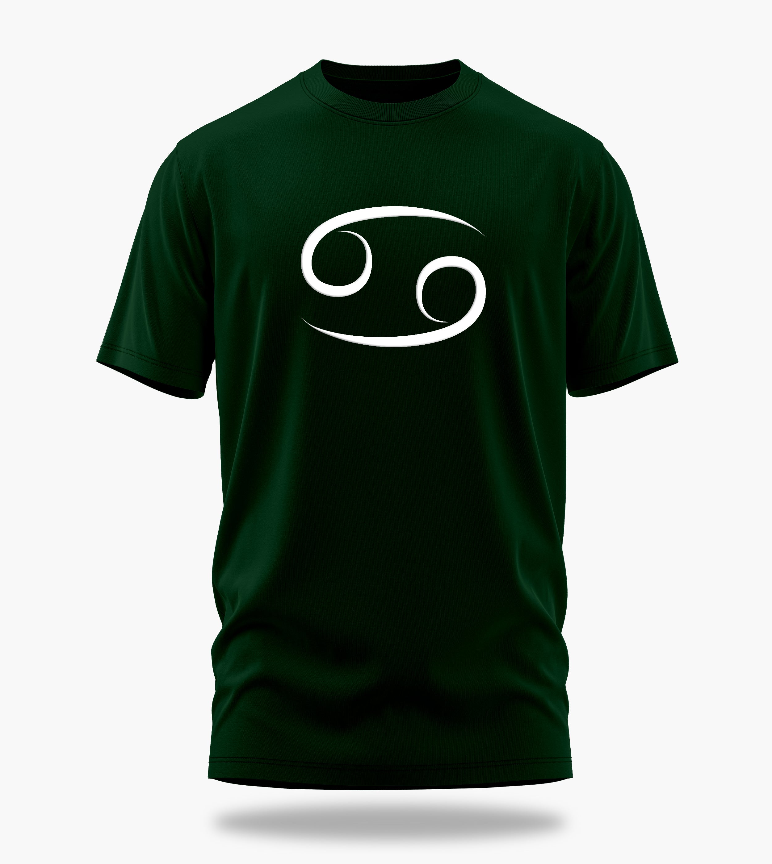 cosmic zodiac warrior cancer backprint graphic t-shirt, dark green, front view
