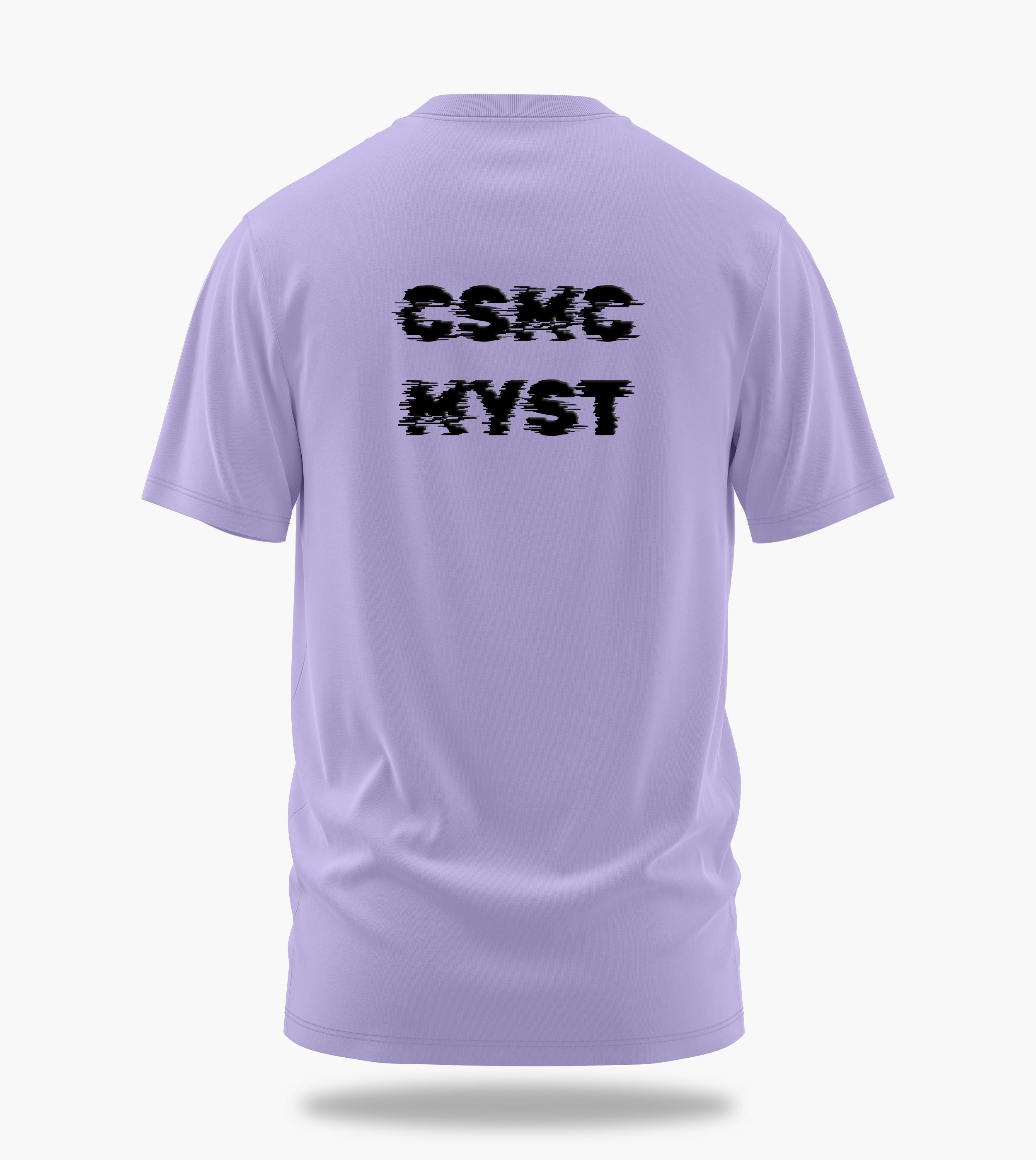 cosmic myst essentials charlie backprint graphic t-shirt, lavender, back view