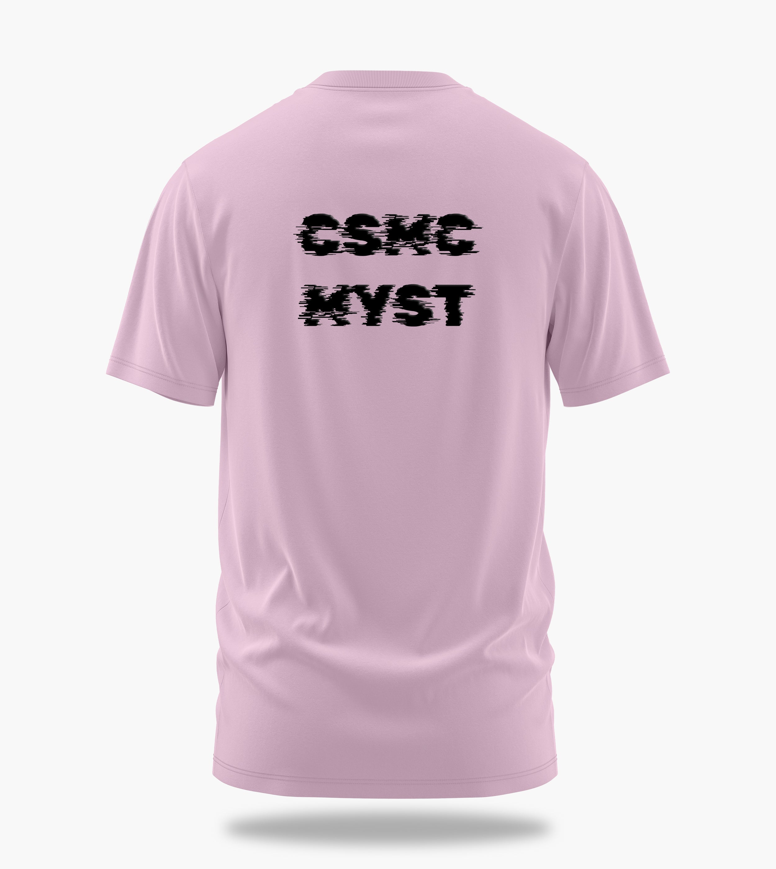 cosmic myst essentials charlie backprint graphic t-shirt, light baby pink, back view