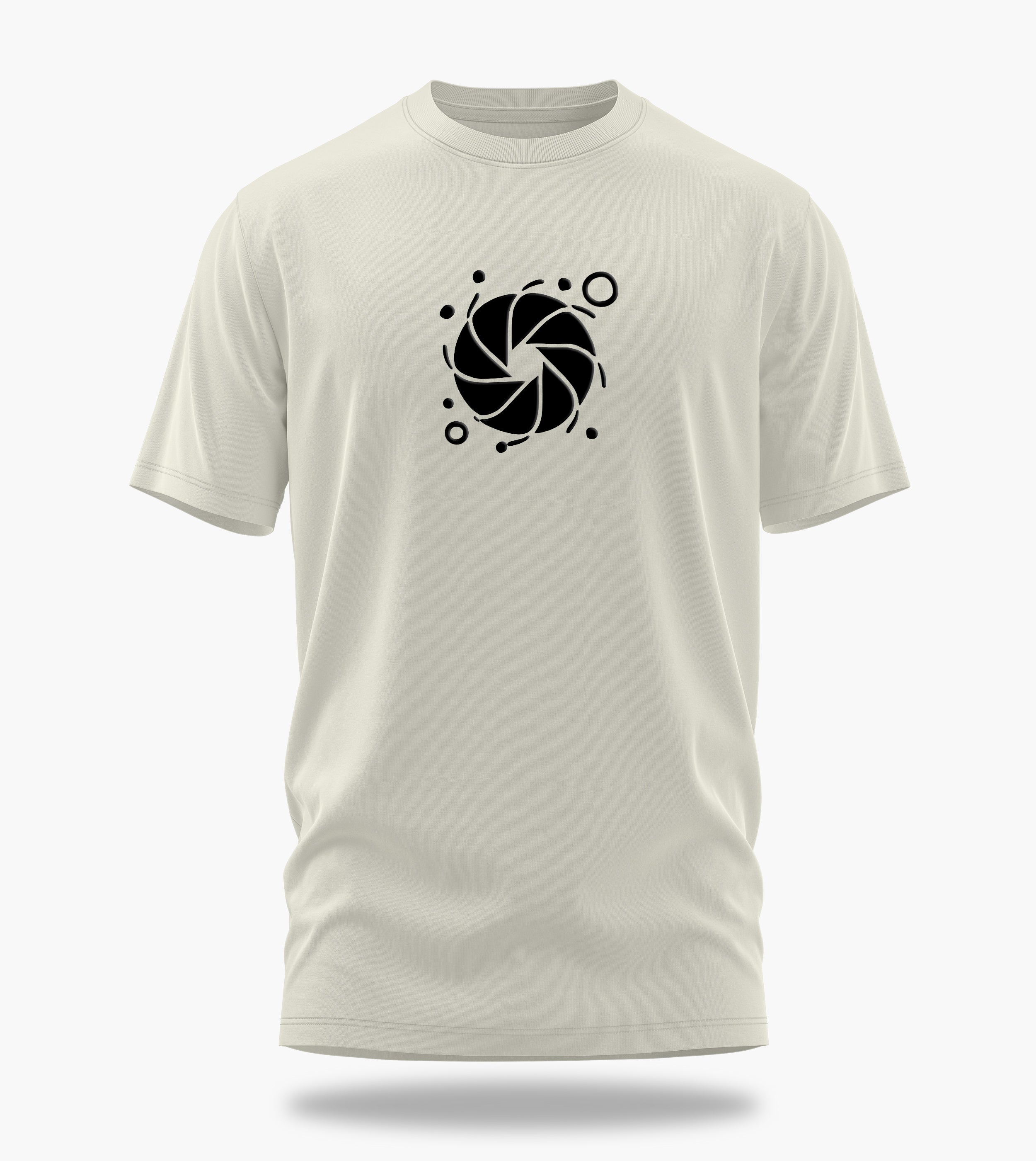 cosmic myst essentials alpha backprint graphic t-shirt, white, front view