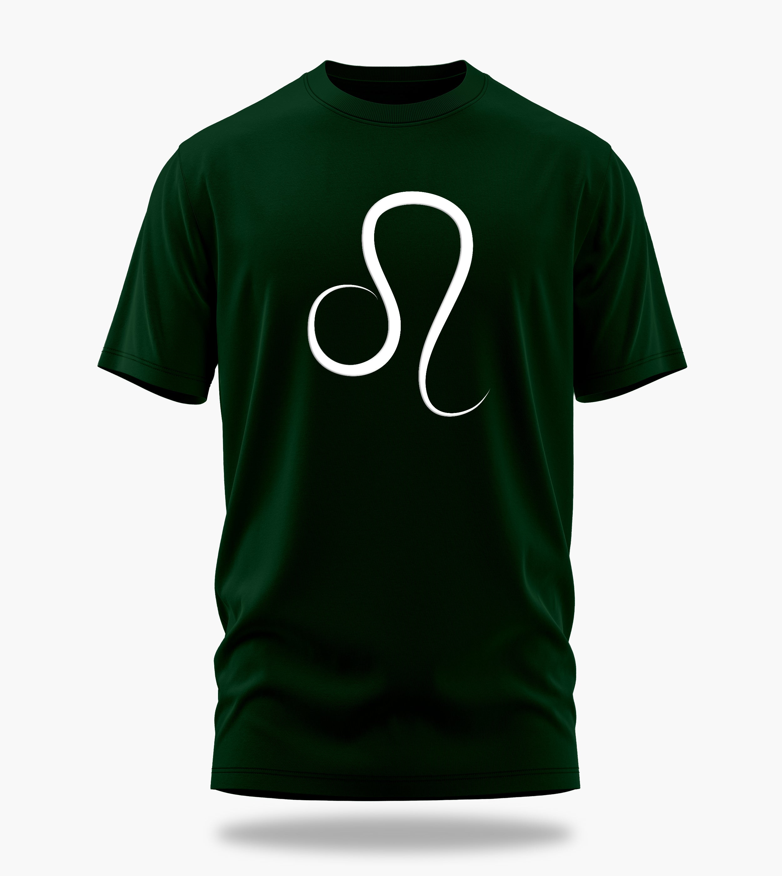 cosmic zodiac warrior leo backprint graphic t-shirt, dark green, front view