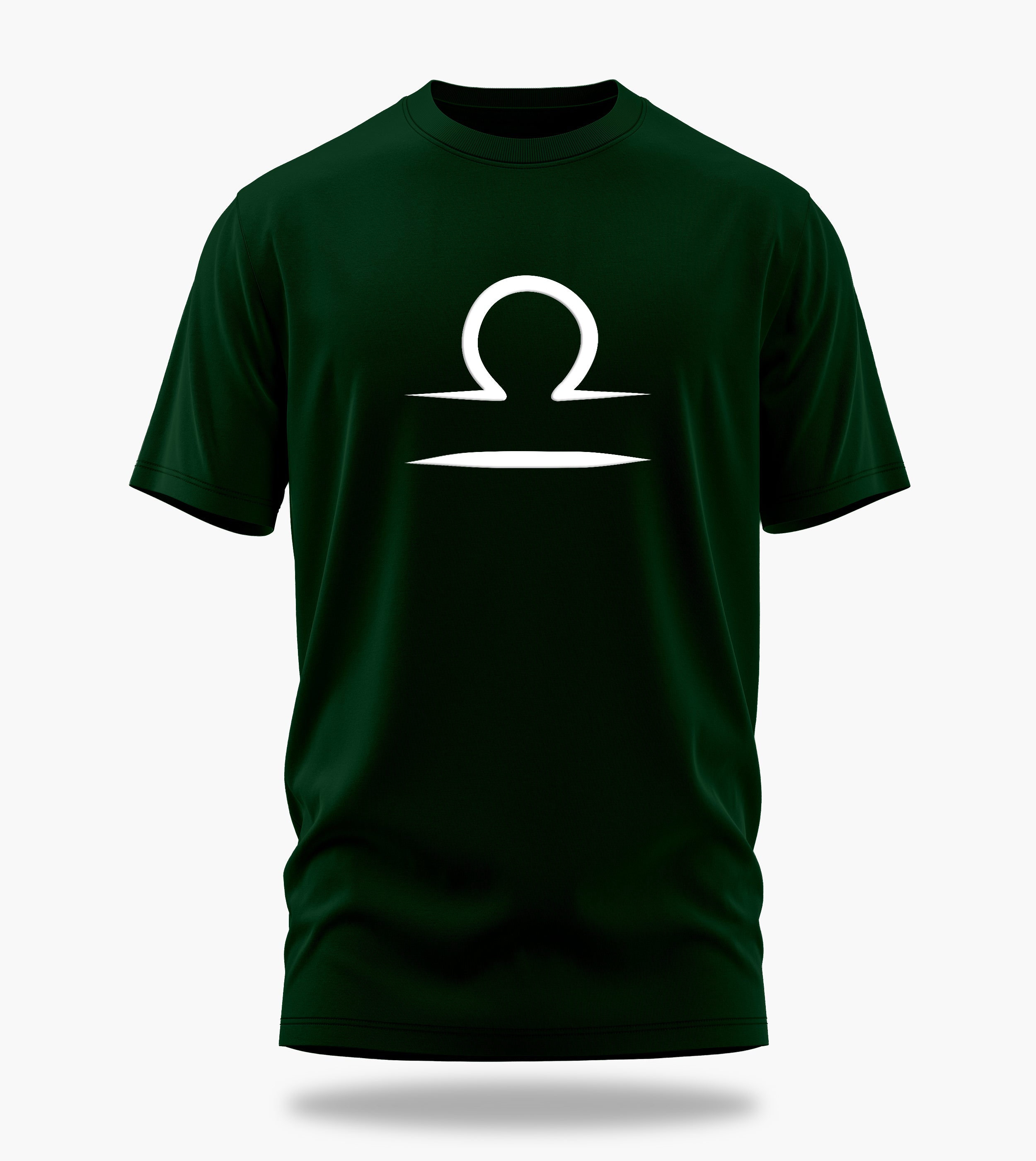 cosmic zodiac warrior libra backprint graphic t-shirt, dark green, front view