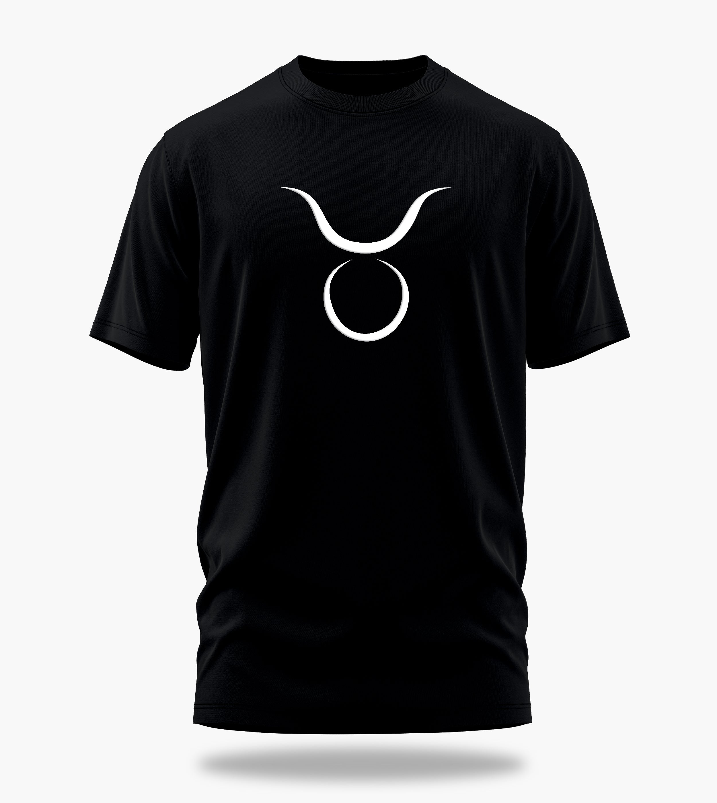 cosmic zodiac warrior taurus backprint graphic t-shirt, black, front view