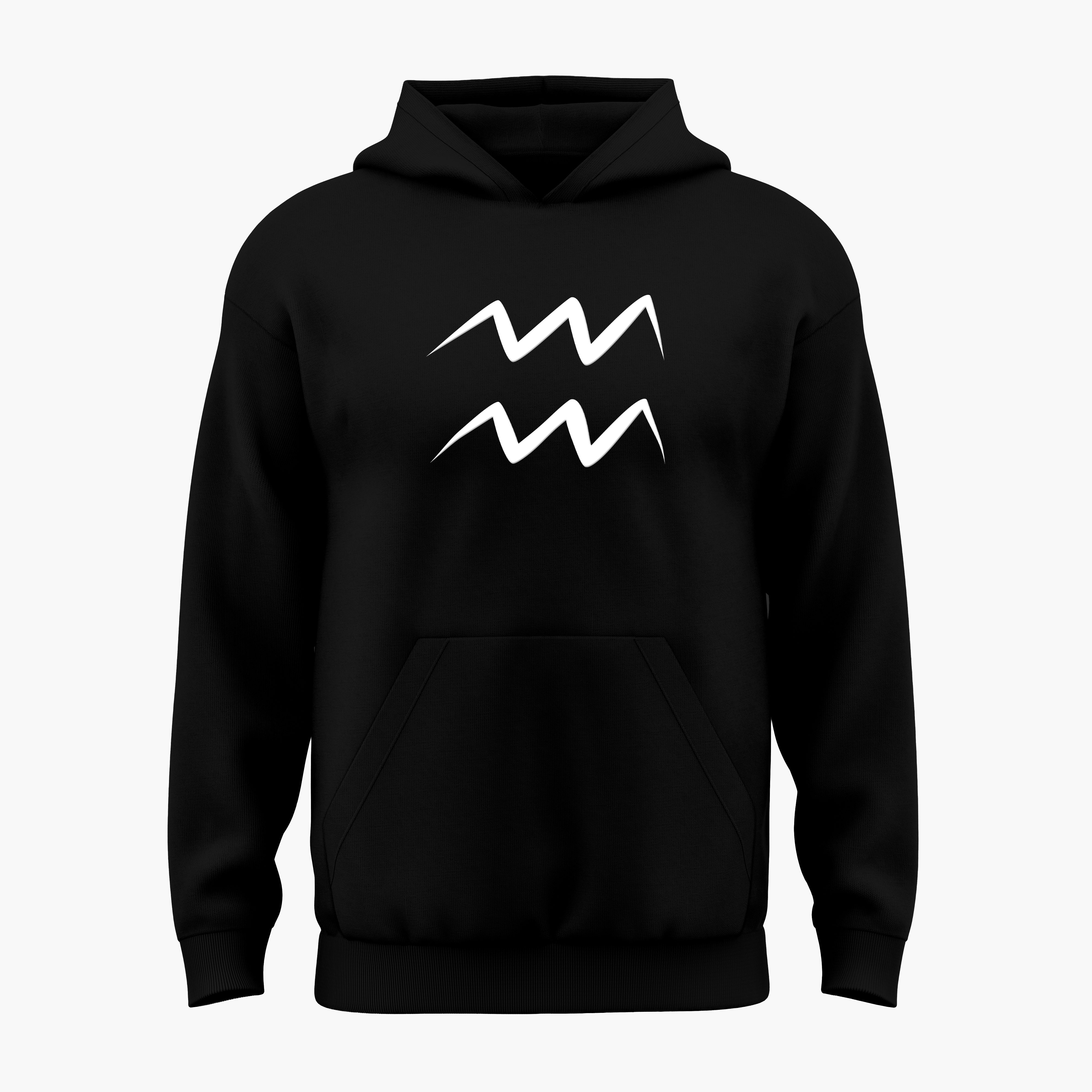 cosmic zodiac warrior aquarius h backprint graphic t-shirt, black, front view