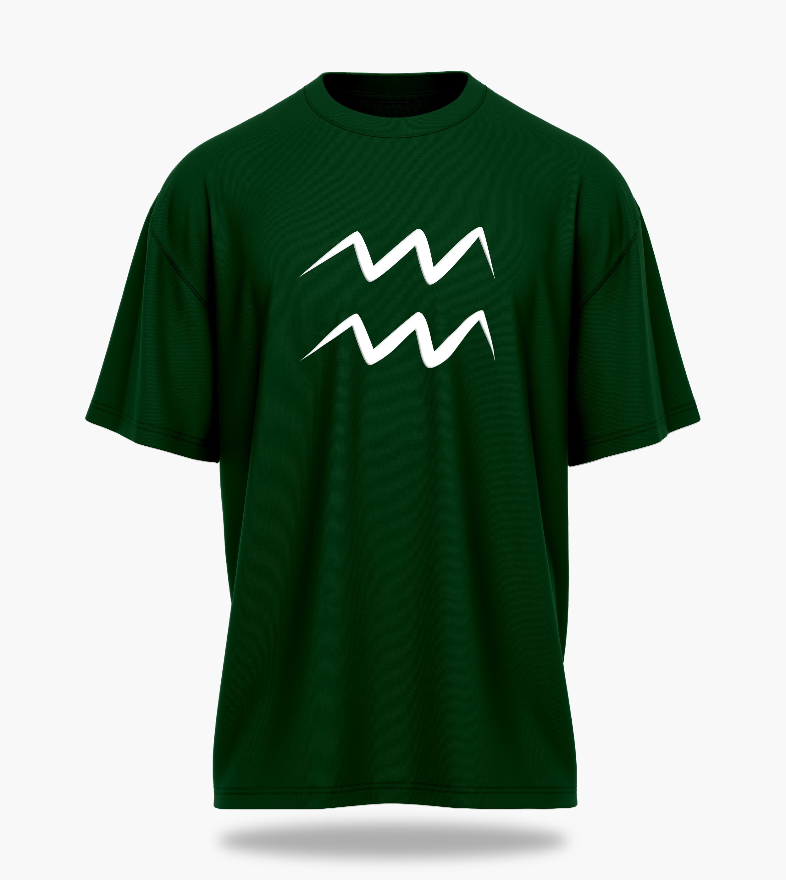 cosmic zodiac warrior aquarius ov backprint graphic t-shirt, dark green, front view