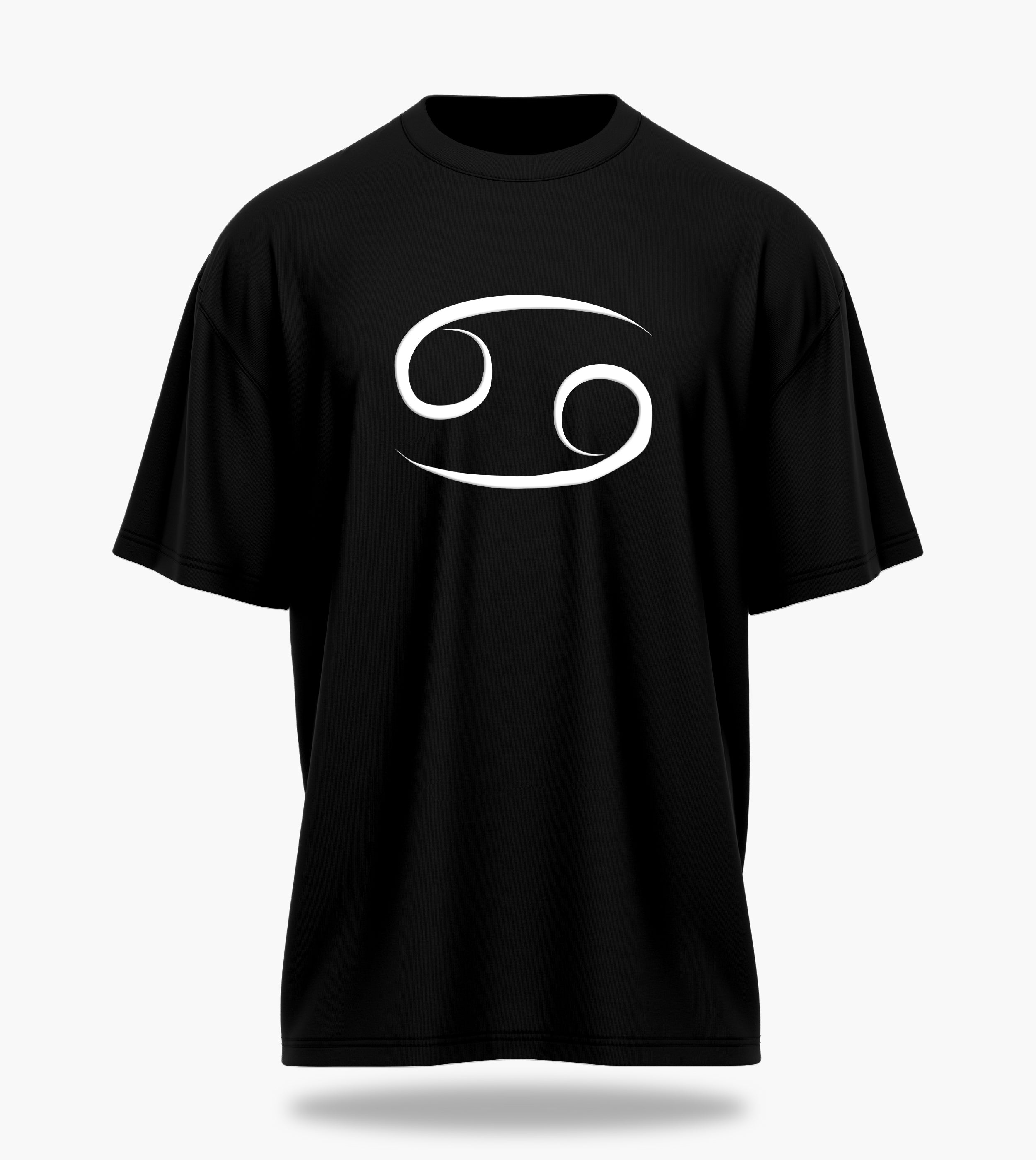 cosmic zodiac warrior cancer ov backprint graphic t-shirt, black, front view