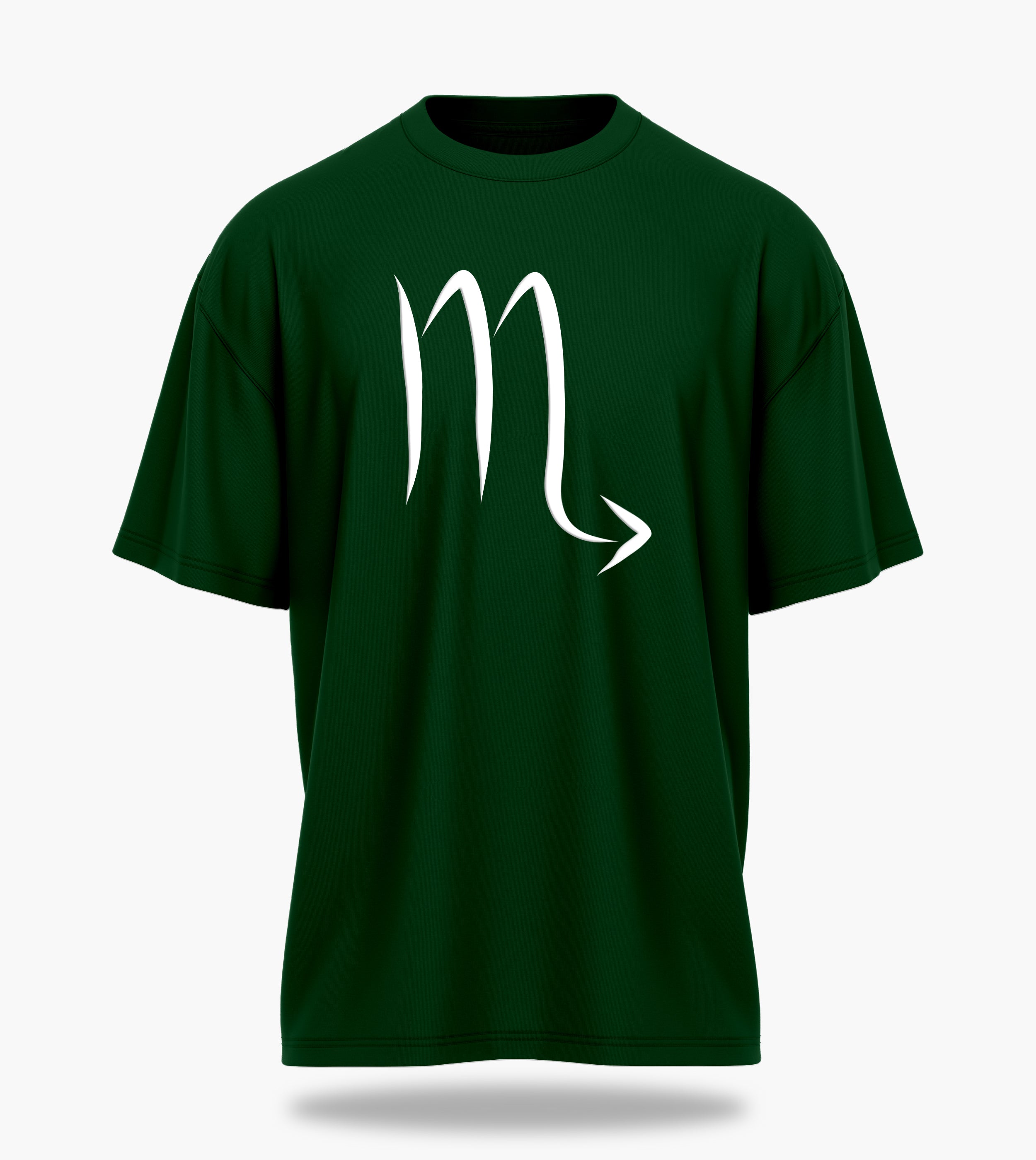 cosmic zodiac warrior scorpio ov backprint graphic t-shirt, dark green, front view