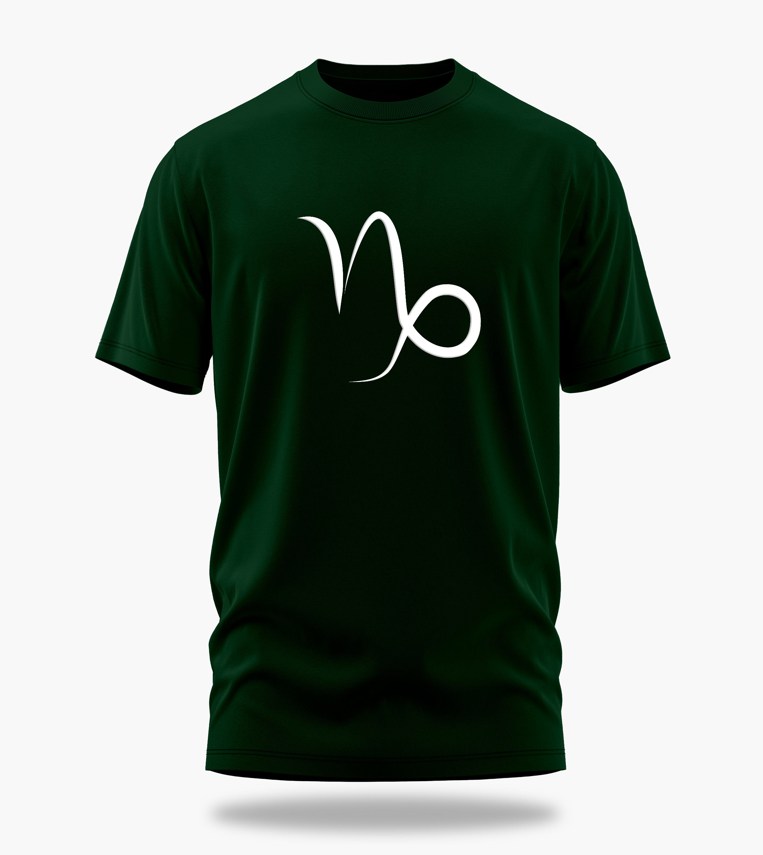 cosmic zodiac warrior capricorn backprint graphic t-shirt, dark green, front view