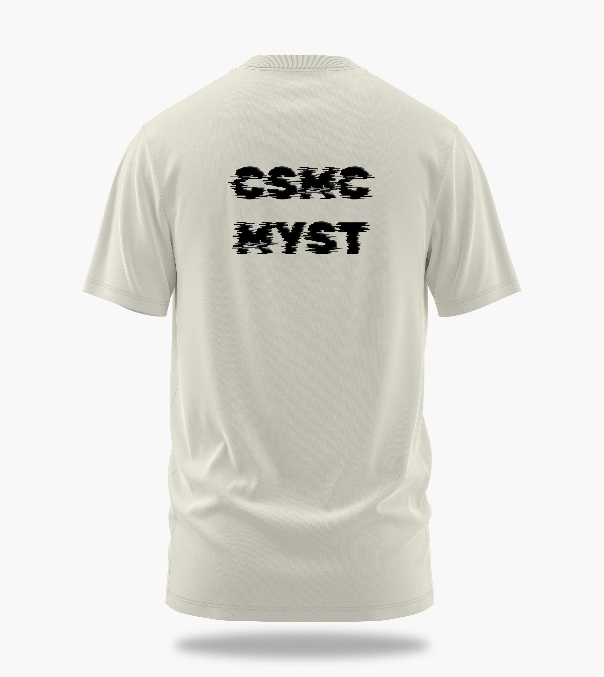 cosmic myst essentials charlie backprint graphic t-shirt, white, back view