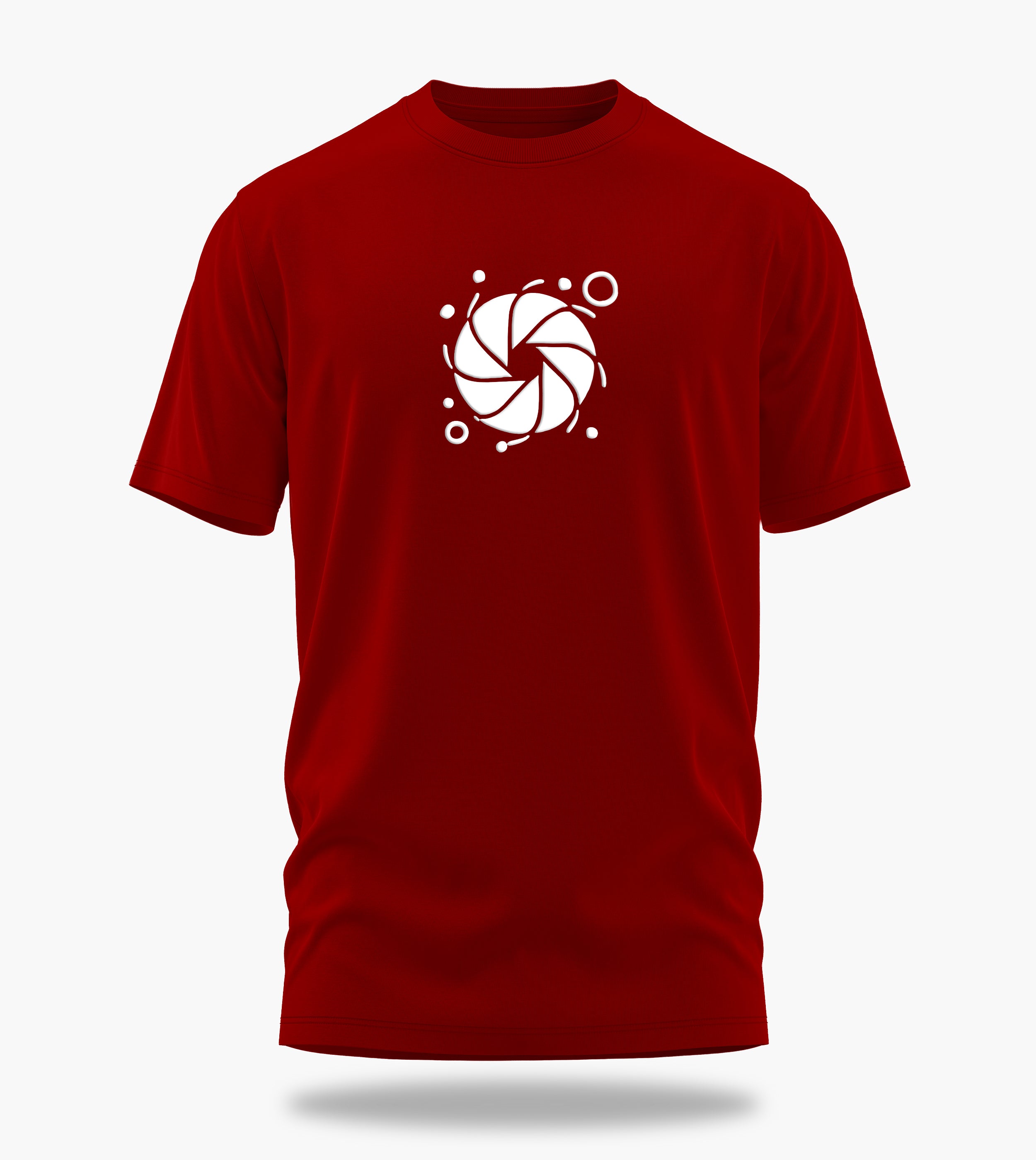 cosmic myst essentials alpha backprint graphic t-shirt, red, front view