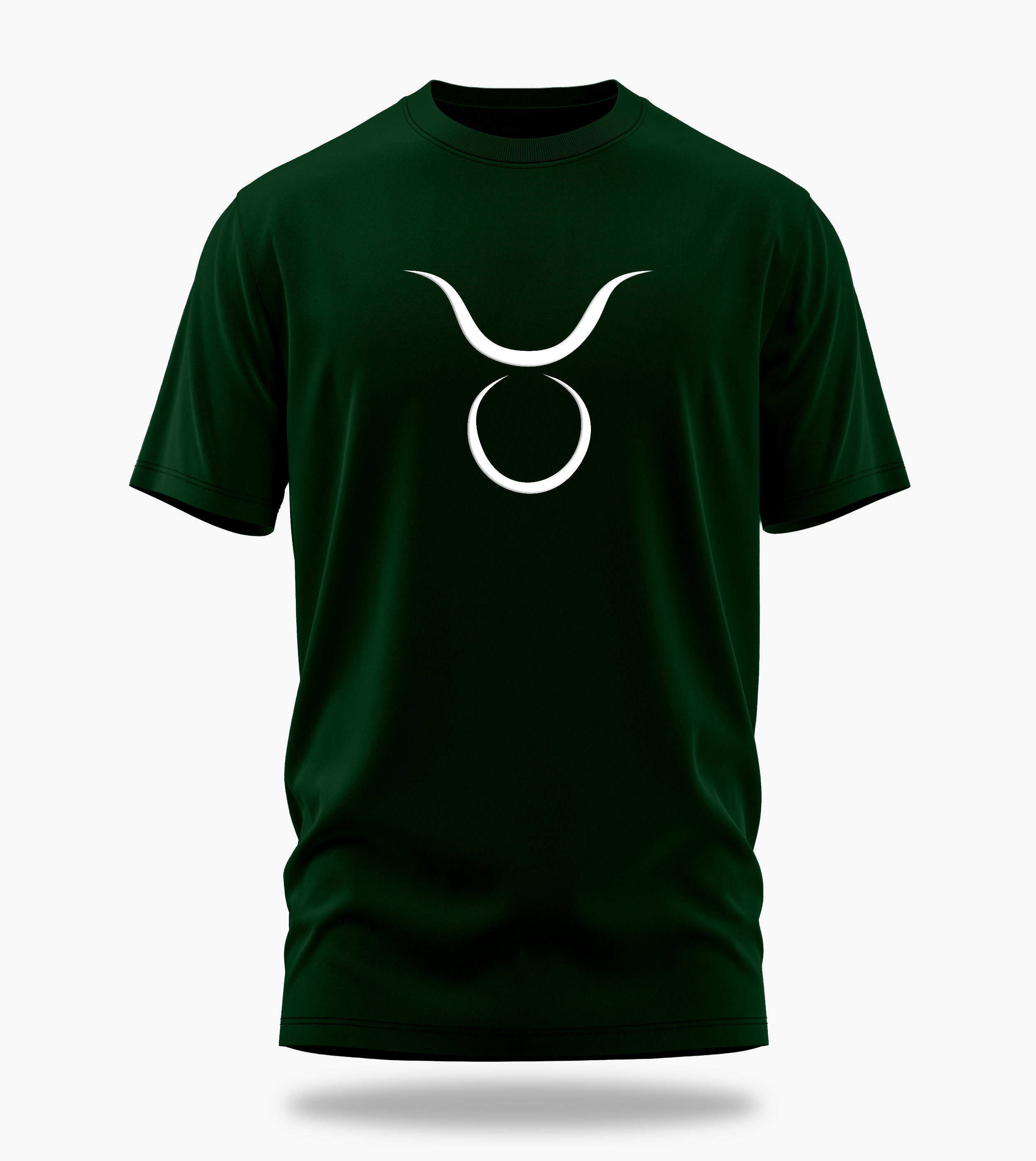cosmic zodiac warrior taurus backprint graphic t-shirt, dark green, front view